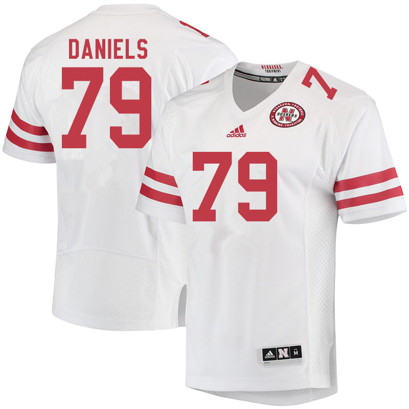 Men #79 Darrion Daniels Nebraska Cornhuskers College Football Jerseys Sale-White - Click Image to Close